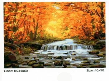 Розпис по номерах 40х50 BS34060 Водоспад в осінній позолоті brushme Брашми