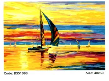 набір розпису по номерам схід сонця на плаву розмір 40х50  артикул BS51393 brushme Брашми