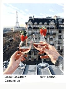 набір розпису по номерам бокали парижу розмір 40х50   артикул GX24907 brushme Брашми