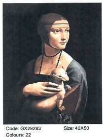 набір розпису по номерам пані з горностаєм леонардо да вінчі розмір 40х50  артикул GX29283 bru