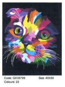 набір розпису по номерам веселкове кошенятко розмір 40х50   GX35799 brushme Брашми