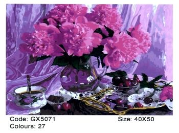 набір розпису по номерам півонії розмір 40х50   артикул GX5071 brushme Брашми