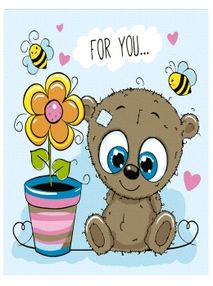 Розпис по номерах 30х30 15513-АС Ведмежа з квіткою "Art Craft" арт крафт