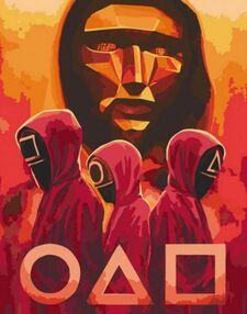 Розпис по номерах 40х50 10297-АС Гра в кальмара.Солдати "Art Craft" арт крафт