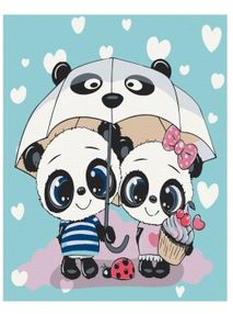 Розпис по номерах 30х30 15519-АС Пандочки під парасолькою "Art Craft" арт крафт