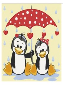 Розпис по номерах 30х30 15543-АС Пінгвіни під парасолькою "Art Craft" арт крафт