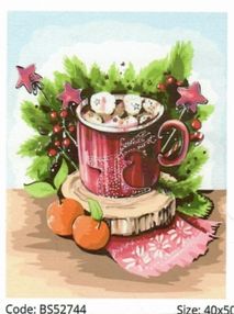 Розпис по номерах 40х50 BS52744 Маршмелоу в чашці brushme Брашми