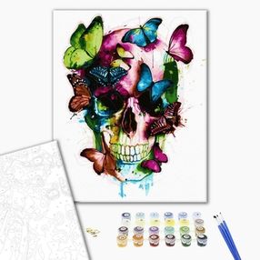 Розпис по номерах 40х50 GX28448 Череп з метеликами brushme Брашми