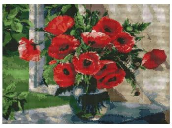 Алмазна мозаїка 40х50 АМО7023 Маки на підвіконні "Ідейка"
