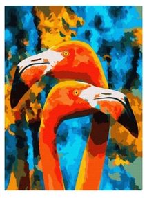 Розпис по номерах 40х50 КНО4261 Помаранчеві фламінго "Ідейка"