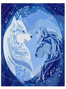 Розпис по номерах 50х50 КНО4270 Сузір'я вовків з фарбами металік "Ідейка"