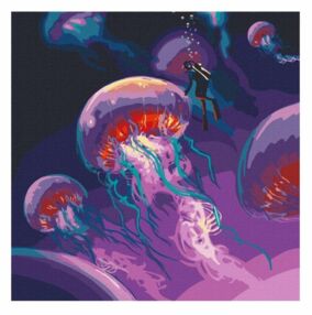 Розпис по номерах 50х50 КНО5032 Досліджуючи океан з фарбами металік "Ідейка"