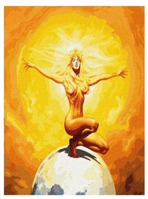 Розпис по номерах 50х50 КНО9543 Володарка сонця з фарбами металік "Ідейка"