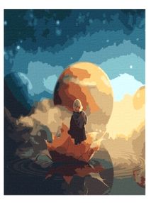 Розпис по номерах 50х50 КНО9547 Космічна прогулянка з фарбами металік "Ідейка"