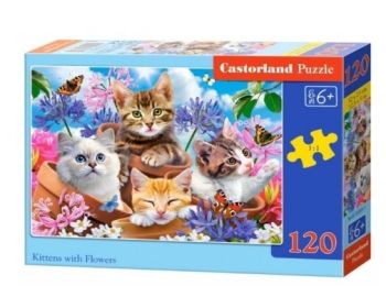 пазли castorland 120 елементів кошенята у квітах артикул 13524