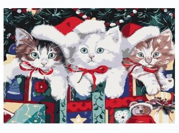Розпис по номерах 40х50 BS51359 Новорічні котики brushme Брашми Ціна (цена) 145.80грн. | придбати  купити (купить) Розпис по номерах 40х50 BS51359 Новорічні котики brushme Брашми доставка по Украине, купить книгу, детские игрушки, компакт диски 0