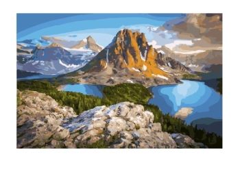 Розпис по номерах 40х50 GX21610 Озера біля скель гори brushme Брашми