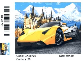 Розпис по номерах 40х50 GX28723 Lamborghini біля замка brushme Брашми