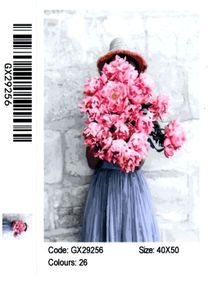 Розпис по номерах 40х50 GX29256 Дівчина з піонами біля лофт-стіни brushme Брашми