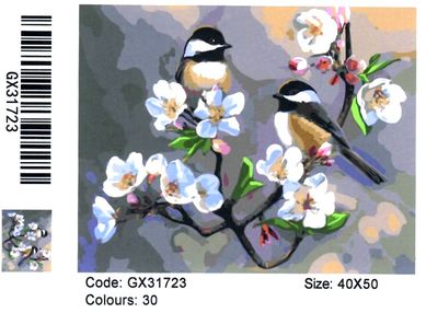 Розпис по номерах 40х50 GX31723 Весняні синички brushme Брашми