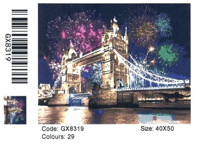 Розпис по номерах 40х50 GX8319 Салют над Тауерським мостом brushme Брашми