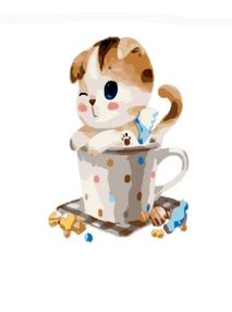 Розпис по номерах 40х50 GX8395 Кошеня в чашці brushme Брашми