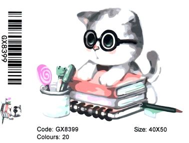 Розпис по номерах 40х50 GX8399 Котик-відмінник brushme Брашми