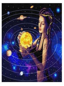 Розпис по номерах 50х50 КНО9539 Підкорюючи всесвіт з метал фарбою "Ідейка"