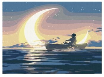 Розпис по номерах 50х50 КНО5039 Зачарований місяцем з фарбами металік "Ідейка"