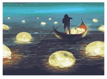 Розпис по номерах 50х50 КНО5040 Місячна гавань з фарбами металік "Ідейка"