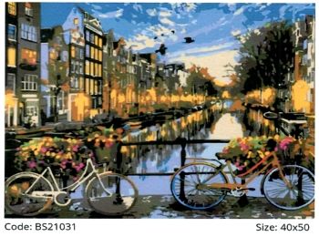 Розпис по номерах 40х50 BS21031 Захід сонця на вулиці Амстердама brushme Брашми