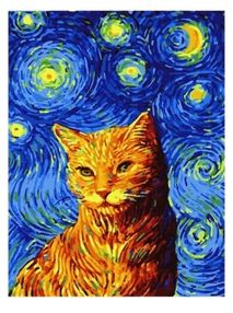 Розпис по номерах 40х50 BS35619 Кіт в зоряну ніч brushme Брашми