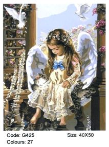 Розпис по номерах 40х50 G425 Янголятко і голуб brushme Брашми