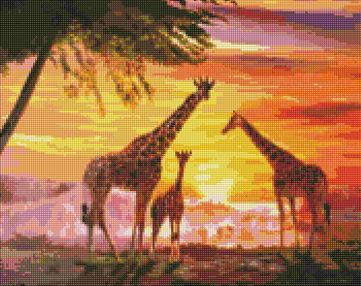 Алмазна мозаїка 40х50 АМО7327 Сім'я жирафів "Ідейка"