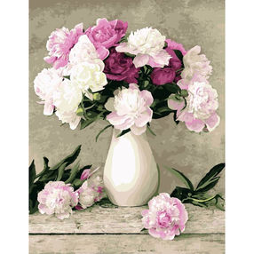Розпис по номерах 40х50 H685 Ніжні півонії brushme Брашми