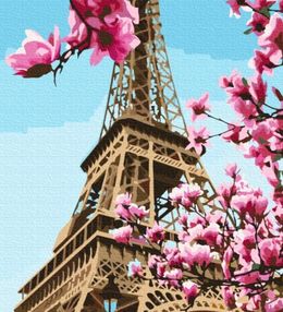 Розпис по номерах 40х50 BS52836 Сакура в Парижі brushme Брашми