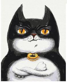 Розпис по номерах 40х50 BS53116 Котик Бетмен brushme Брашми