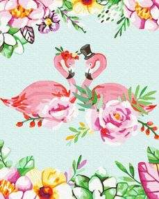 Розпис по номерах 40х50 GX66170 Фламінго в квітковому арті brushme Брашми