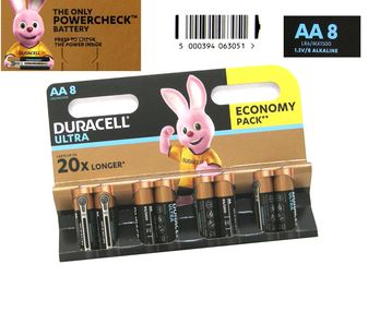 Блистер Батарейка Duracell ULTRA LR-06 БЛІСТЕР= 8шт з індикатором