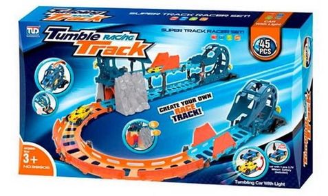 трек 89906 звук, свет, машинка 7 см-аккум, USB, 45 деталей  tumble racing track трек 89906 звук, свет, машинка 7 см-аккум, USB, 45 деталей  tumble racing track