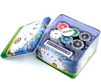 покер 120 фішок з номіналом карти в металевій коробці d7