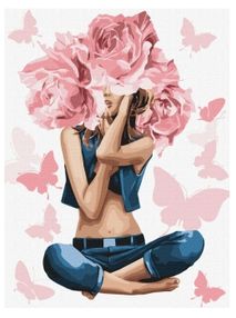 Розпис по номерах 40х50 КНО4798 Дівчина-троянда "Ідейка"