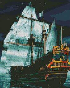 Алмазна мозаїка 40х50 АМО7035 Флагман вночі "Ідейка"