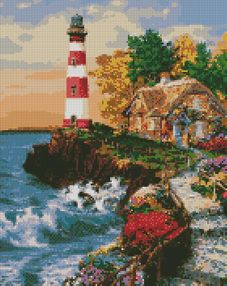 Алмазна мозаїка 40х50 АМО7058 Будинок біля маяка "Ідейка"