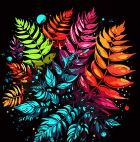 Розпис по номерах 40х40 AV4040-43 Папоротник у квітковому оранжуванні на чорному фоні "Strateg"