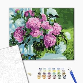 Розпис по номерах 40х50 BS31020 Букет піонів в саду brushme Брашми