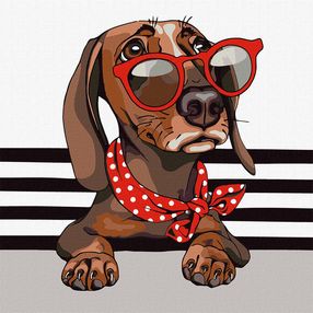 Розпис по номерах 40х40 КНО4285 Стильна такса "Ідейка"