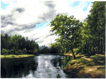 Розпис по номерах 40х50 GX4635 Лісова річечка brushme Брашми