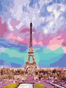 Розпис по номерах 40х50 H682 Райдужне небо Парижа brushme Брашми