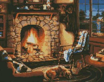Алмазна мозаїка 40х50 АМО7033 Біля каміну "Ідейка"